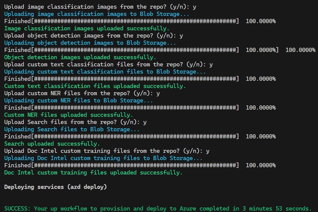 azd up postprovision output